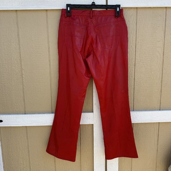 Vintage Y2K No Boundaries Red Faux Leather PVC Bootcut Pants Junior’s Size 13 - Picture 2 of 6